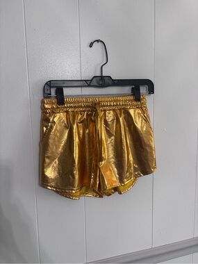 Metallic Gold Athletic Drawstring Women’s Shorts